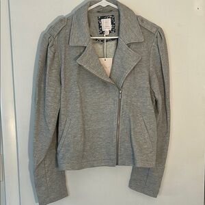 ☃️NEW LC Lauren Conrad Gray Bomber Jacket with Classic Collar and Full-Zip XL⛄️